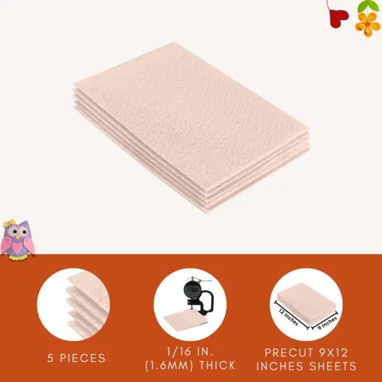 FabricLA Acrylic Felt Sheets for Crafts - Precut 9" X 12" Inches (20 cm X 30 cm) Felt Squares - Use Felt Fabric Craft Sheets for DIY, Costume, and Decoration | Sand - 5 Pieces {2}