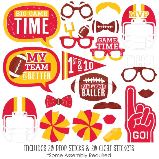 Big Dot of Happiness The Big Game - Red and Yellow - Football Party Photo Booth Props Kit - 20 Count {3}