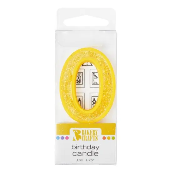 Mini Glitter Numeral Candle, 1ct Yellow {1}