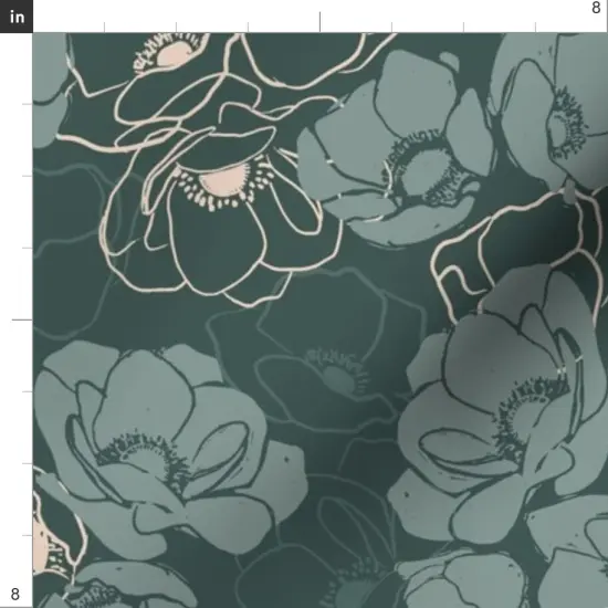 Various Fabrics by the Yard or Fat Quarter Emerald Modern Floral Botanical Blush Custom Printed Fabric by Spoonflower {4}