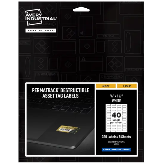 Avery PermaTrack Destructible Asset Tag Labels, 3/4" x 1-1/2", 320 Asset Tags (60529) {1}
