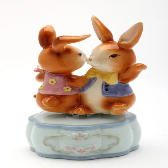 Ceramic Dancing Bunnies Music Box, Home D&eacute;cor, Gift for Her, Gift for Mom, Kitchen D&eacute;cor, Spring D&eacute;cor, Easter D&eacute;cor {3}