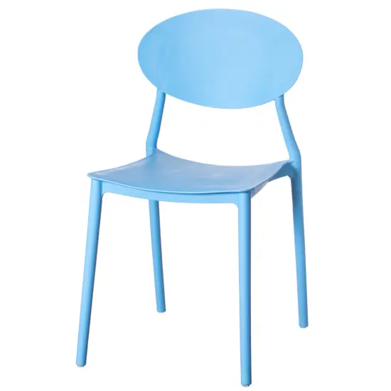 Modern Plastic Outdoor Dining Chair with Open Oval Back Design Single Blue {1}
