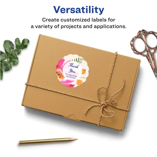 Avery Scallop Round Labels, Sure Feed, Permanent Adhesive, Textured White, 2-1/2" Diameter, 90 Labels (8218) {2}