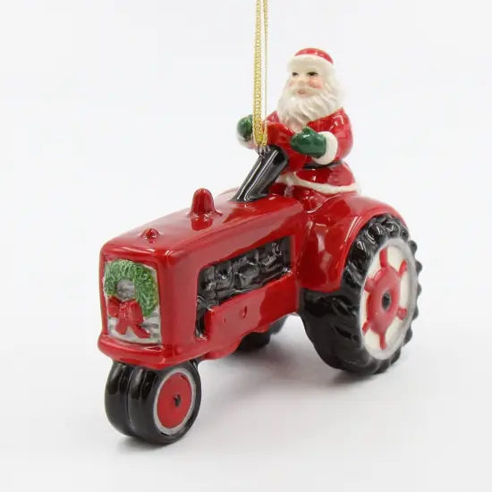 Ceramic Christmas Santa Driving Tractor Ornament, Home D&eacute;cor, Gift for Her, Gift for Mom, Kitchen D&eacute;cor, Christmas D&eacute;cor {2}