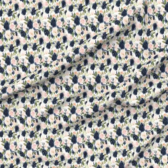 Various Fabrics by the Yard or Fat Quarter Beach Blossoms White Flowers Floral Rose Navy Spring Roses Blush Custom Printed Fabric by Spoonflower {6}
