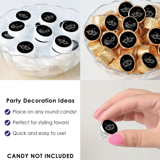 Big Dot of Happiness Masquerade - Venetian Mask Party Small Round Candy Stickers - Party Favor Labels - 324 Count {6}
