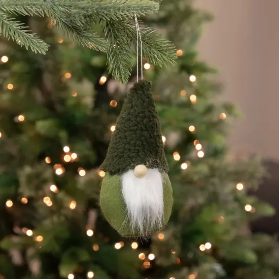 Northlight Plush Mini Gnome Christmas Ornament - 7" - Green {3}