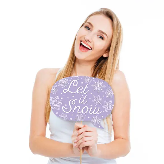 Big Dot of Happiness Funny Pink Snowflakes 1st Birthday - Girl Winter ONEderland Party Photo Booth Props Kit - 10 Piece {3}