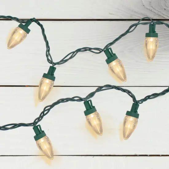 Northlight LED C7 Christmas Lights - Warm White - 20.25' Green Wire - 50ct Clear {3}