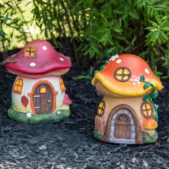 Northlight 6.25" Orange Mushroom House Outdoor Garden Statue {4}