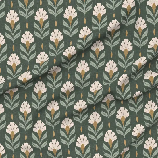 Various Fabrics by the Yard or Fat Quarter Green Flower Floral Meadow Botanical Art Nouveau Hand Drawn Large Scale Rustic Custom Printed Fabric by Spoonflower {6}