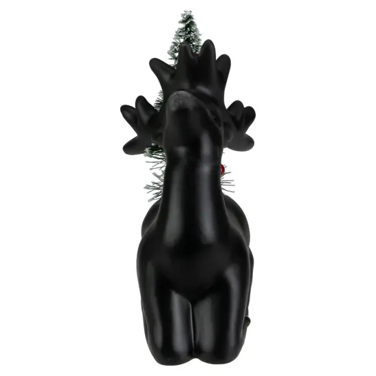Northlight LED Lighted Ceramic Sitting Reindeer with Christmas Tree - 6" - Warm White Lights Black {3}