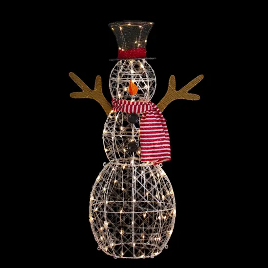 Northlight 48" LED Lighted Snowman with Top Hat and Red Scarf Outdoor Christmas Decoration White {4}