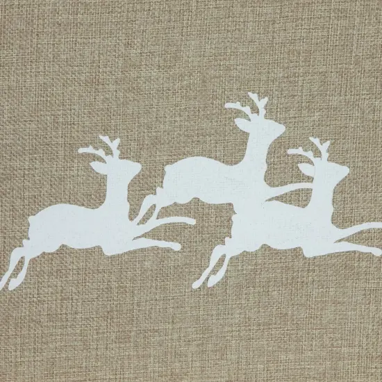 Northlight 26" Beige Burlap with Reindeer Hexagonal Christmas Tree Collar {6}