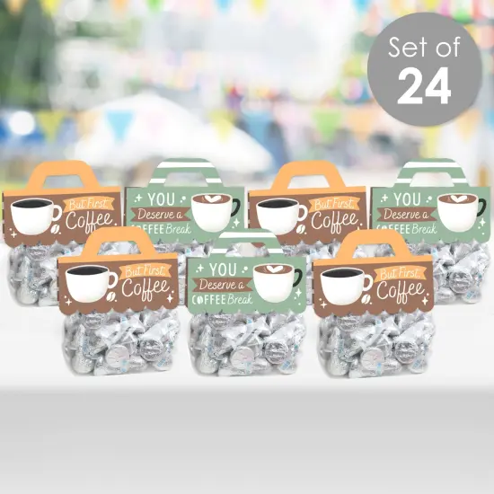 Big Dot of Happiness But First, Coffee - DIY Cafe Themed Party Clear Goodie Favor Bag Labels - Candy Bags with Toppers - Set of 24 {3}