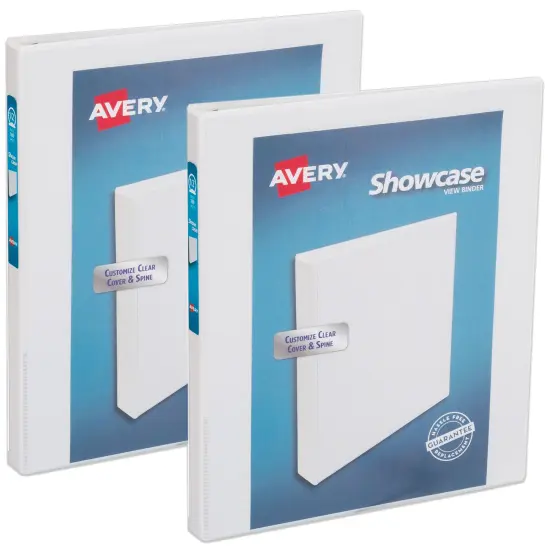Avery Economy Showcase View 3 Ring Binder, 1/2 Inch Round Rings, 2 White Binders (01673) {1}