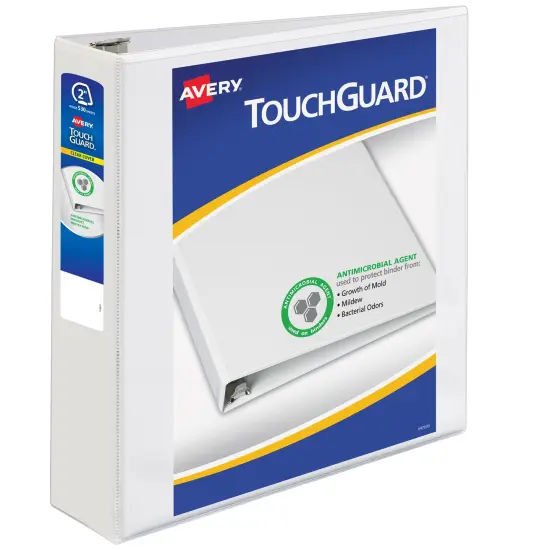 Avery TouchGuard Protection View 3 Ring Binder, Clear View Cover, 2 Inch Slant Rings, 1 White Binder (17194) {1}