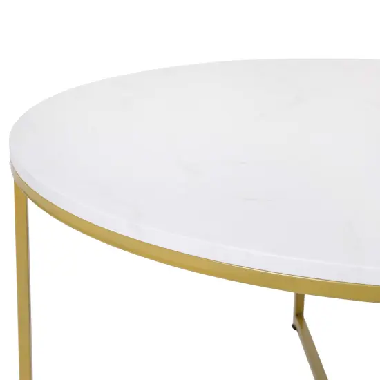 Merrick Lane Fairdale Coffee Table with Round Cross Brace Frame Clear/Brushed Gold {10}