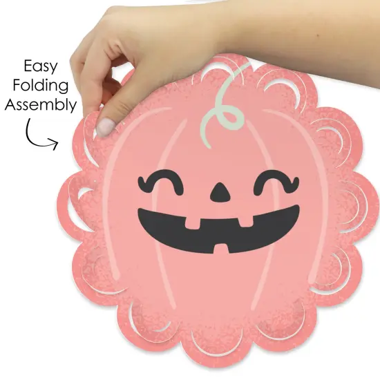 Big Dot of Happiness Pastel Halloween - Pink Pumpkin Party Round Table Decorations - Paper Chargers - Place Setting For 12 {6}