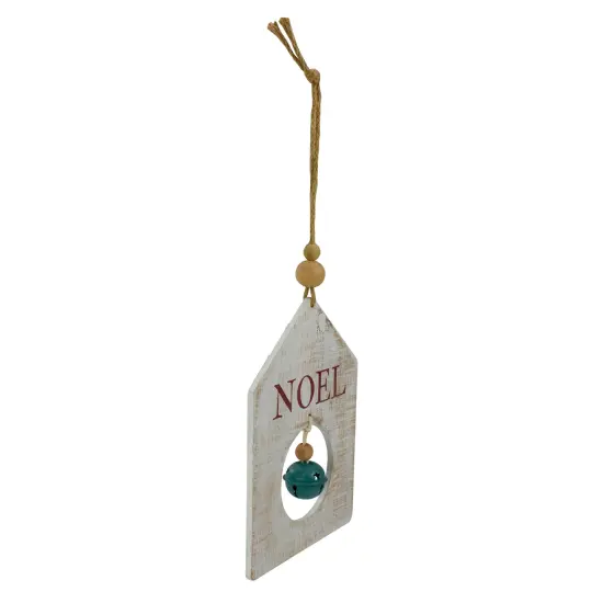 Northlight Rustic Wooden "NOEL" with Bell Christmas Tag Ornament - 8" - Green and White {3}