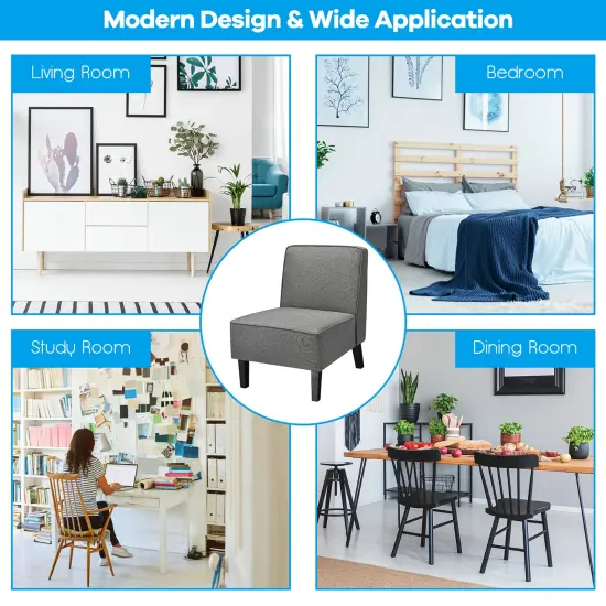 Costway Accent Chair ArmlessFabric SofaLiving Room Furniture Gray {4}