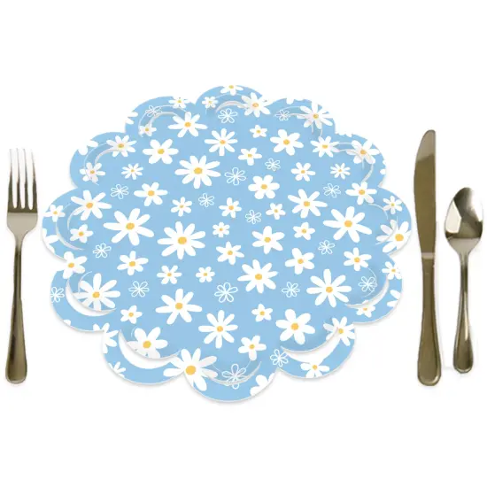 Big Dot of Happiness Blue Daisy Flowers - Floral Party Round Table Decorations - Paper Chargers - Place Setting For 12 {1}