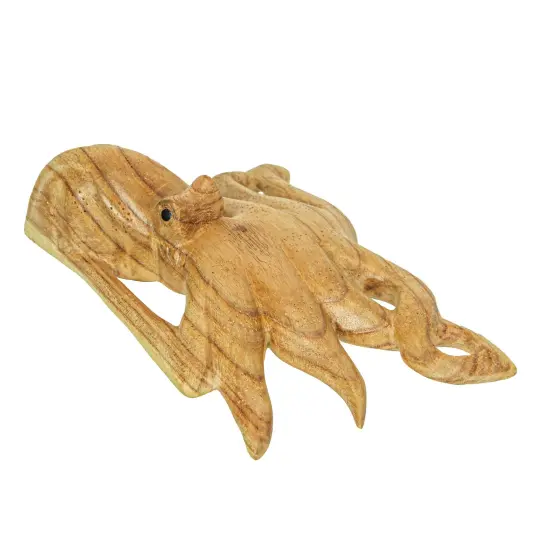 8 Inch Wood Octopus Hand Carved Nautical Sculpture Sea Life Home Decor Ocean Art {3}