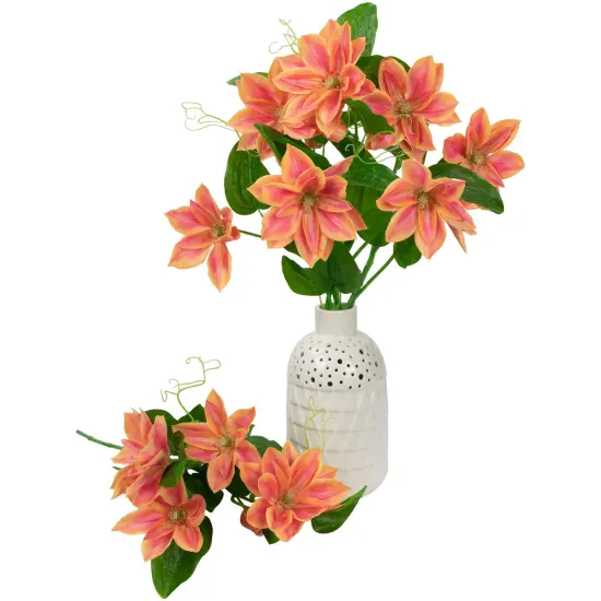 Northlight Real Touch&trade; Coral Orange Artificial Lotus Floral Sprays, Set of 6 - 25" {7}