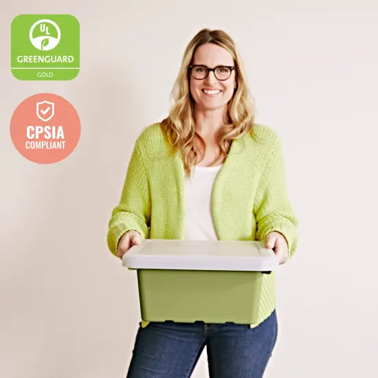 Square Bin with Lid, Storage Containers, 2-Pack Fern Green {6}