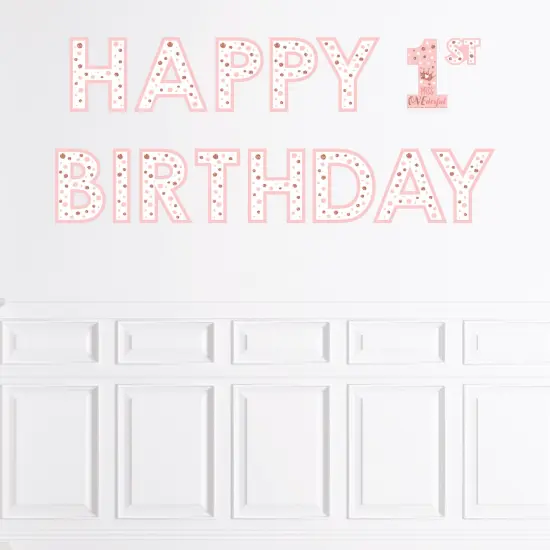 Big Dot of Happiness 1st Birthday Little Miss Onederful - Peel and Stick Girl First Birthday Party Large Banner Wall Decals - Happy Birthday {1}