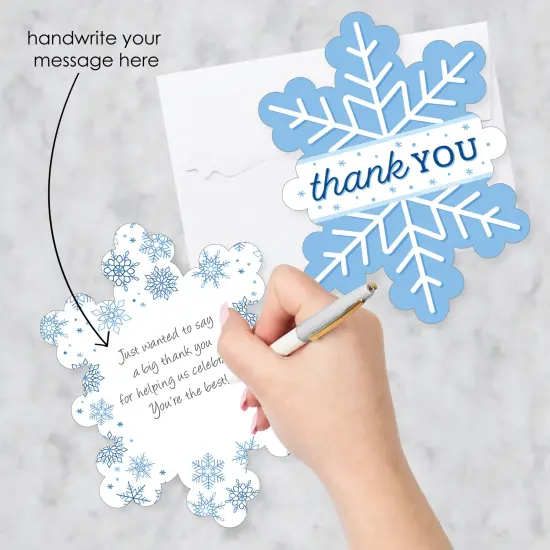 Big Dot of Happiness Blue Snowflakes - Shaped Thank You Cards - Winter Holiday Party Thank You Note Cards with Envelopes - Set of 12 {3}
