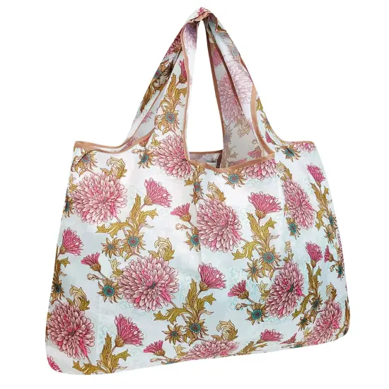 Wrapables Large Foldable Tote Nylon Reusable Grocery Bag Chrysanthemums {1}