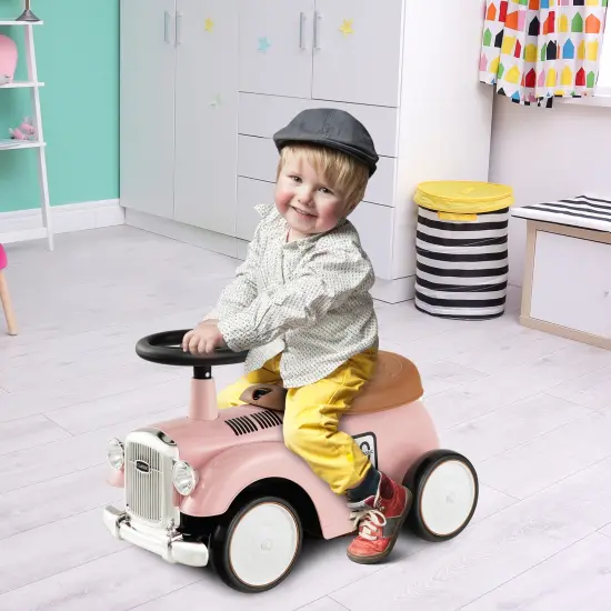 Kids Sit To Stand Vehicle With Working Steering Wheel And Under Seat Storage Pink {1}