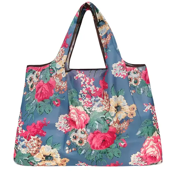 Wrapables Large Foldable Tote Nylon Reusable Grocery Bag Bouquet {2}