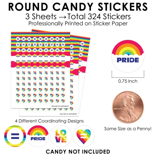 Big Dot of Happiness Love is Love - Pride - Rainbow Party Small Round Candy Stickers - Party Favor Labels - 324 Count {4}