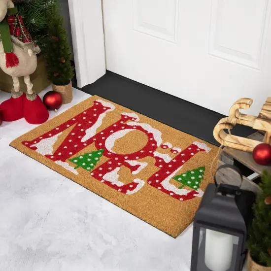 Northlight Brown and Red "Noel" Natural Coir Outdoor Christmas Doormat 18" x 30" {4}