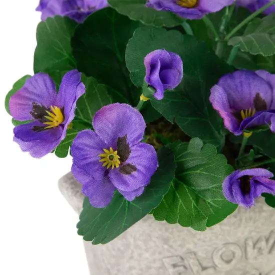 Northlight Pansy Artificial Floral Arrangement in "Flowers & Garden" Pot - 7" - Purple {7}