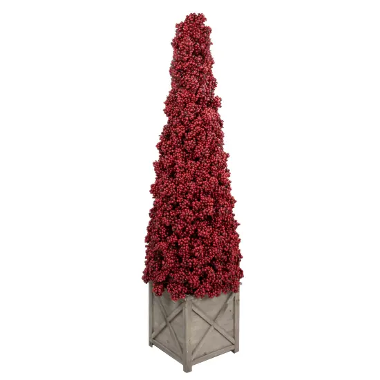 Allstate Artificial Berry Cone Potted Christmas Topiary - 50" - Red {4}