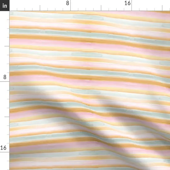 Various Fabrics by the Yard or Fat Quarter Pastel Stripes Watercolor Horizontal Modern Pink Orange Soft Custom Printed Fabric by Spoonflower {2}