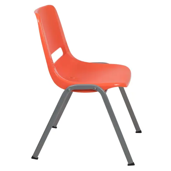 Emma and Oliver Ergonomic Shell Student Stack Chair - Classroom Chair / Office Guest Chair Orange {6}