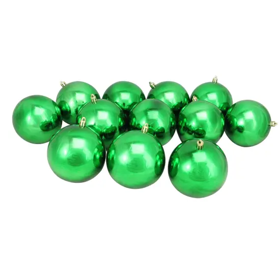 Northlight Shatterproof Shiny Christmas Ball Ornaments - 4" (100mm) - Christmas Green - 12ct {1}