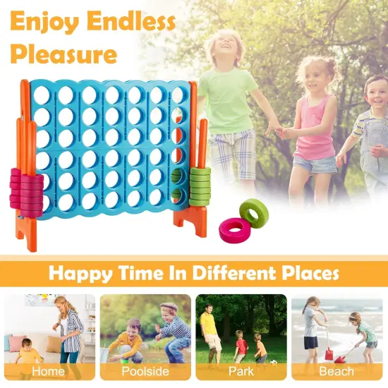 3.5 Feet Tall Jumbo 4 to Score Giant Game Set with 42 Jumbo Rings Light Blue {6}