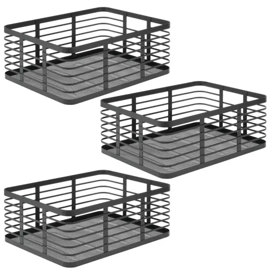 mDesign Metal Wire Food Organizer Storage Bin, 3 Pack {4}