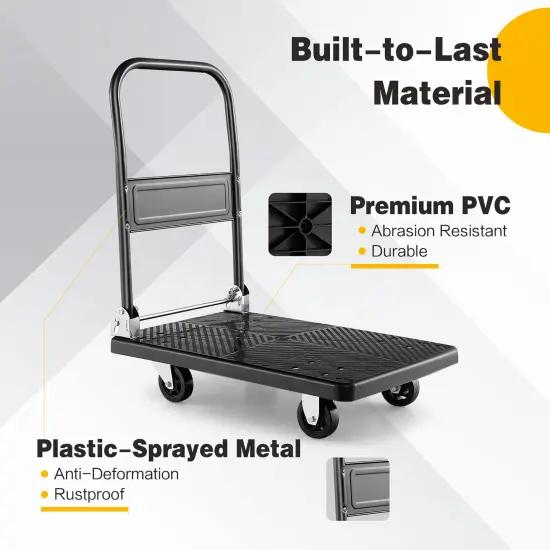 Costway Folding Push Cart Dolly Platform Hand Truck with 360&deg; Swivel Wheels 440LBS Capacity {5}
