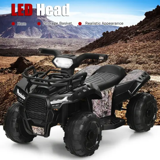 Multi-Functional 6V Kids Electric Ride On Car with LED Head Light and Charging Hole Black {3}