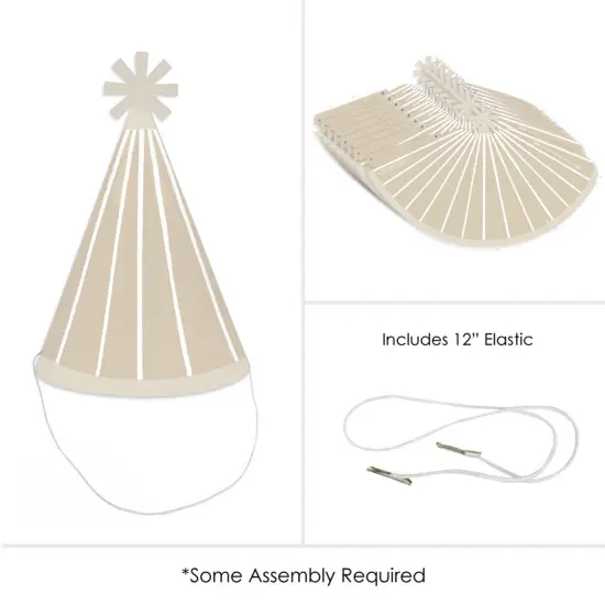 Big Dot of Happiness Tan Stripes - Cone Happy Birthday Party Hats for Kids and Adults - Set of 8 (Standard Size) {6}