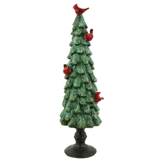 Northlight Glittered Tree with Cardinals Christmas Decoration - 11" - Green and Red {1}