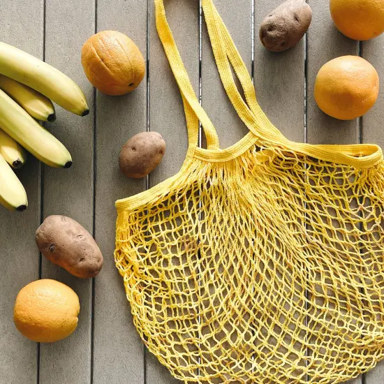 Wrapables Cotton Mesh Net Shopping Bag, Grocery Bag for Vegetables, Produce (Set of 3) Yellow Blue Hot Pink {4}