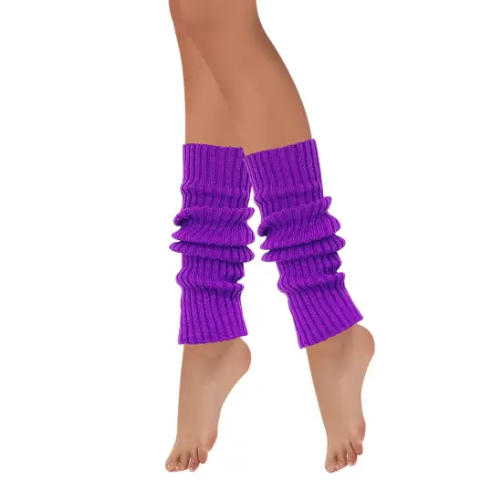 Wrapables 80's Style Neon Fluorescent Ribbed Leg Warmers Purple {3}
